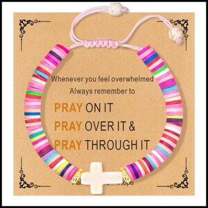 Handmade Cross Charm Bracelet Adjustable Faith Jewelry Trendy Boho